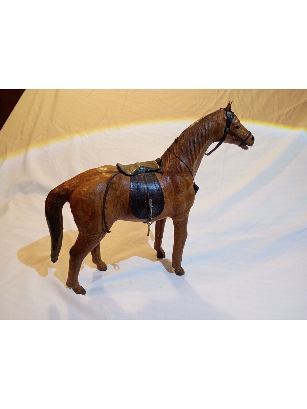 Classic Treasures Vintage leather Horse Figurine with Saddle